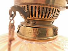 Load image into Gallery viewer, XL BACCARAT Pink Bamboo & HINKS Corinthian Bronze Mount Kerosene Oil Lamp 19TH