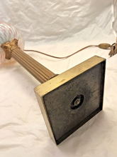 Load image into Gallery viewer, XL BACCARAT Pink Bamboo & HINKS Corinthian Bronze Mount Kerosene Oil Lamp 19TH