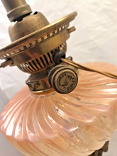 Load image into Gallery viewer, XL BACCARAT Pink Bamboo & HINKS Corinthian Bronze Mount Kerosene Oil Lamp 19TH