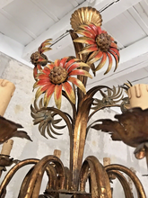 Load image into Gallery viewer, PAIR Large Chandelier Ceiling 70's Sunflower Hollywood Regency Mid Century KOGL