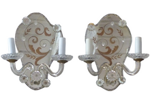 Load image into Gallery viewer, Gorgeous Antique Pair Sconce Wall Light Mirror 1880 Crystal cups Venetian Murano
