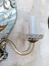 Load image into Gallery viewer, Gorgeous Antique Pair Sconce Wall Light Mirror 1880 Crystal cups Venetian Murano