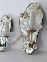 Load image into Gallery viewer, Gorgeous Antique Pair Sconce Wall Light Mirror 1880 Crystal cups Venetian Murano
