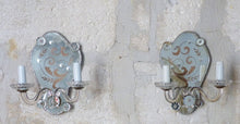 Load image into Gallery viewer, Gorgeous Antique Pair Sconce Wall Light Mirror 1880 Crystal cups Venetian Murano

