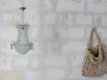 Load image into Gallery viewer, Antique Chandelier Rock Crystal Beads Purple Drops 1930 MURANO Rare