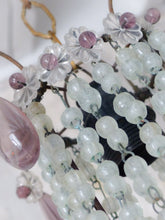 Load image into Gallery viewer, Antique Chandelier Rock Crystal Beads Purple Drops 1930 MURANO Rare