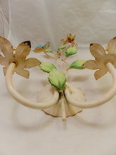 Load image into Gallery viewer, Charming Florentine PAIR Wall Light Enameled Metal Tole Flowers 1970 Italian