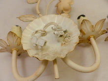 Load image into Gallery viewer, Charming Florentine PAIR Wall Light Enameled Metal Tole Flowers 1970 Italian