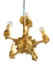 Load image into Gallery viewer, Delicate Little Antique French Ormolu Bronze Chandelier Ceiling Empire 19TH