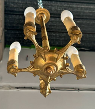 Load image into Gallery viewer, Delicate Little Antique French Ormolu Bronze Chandelier Ceiling Empire 19TH