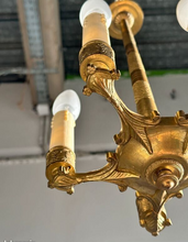 Load image into Gallery viewer, Delicate Little Antique French Ormolu Bronze Chandelier Ceiling Empire 19TH