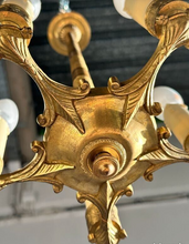 Load image into Gallery viewer, Delicate Little Antique French Ormolu Bronze Chandelier Ceiling Empire 19TH
