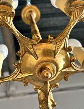 Load image into Gallery viewer, Delicate Little Antique French Ormolu Bronze Chandelier Ceiling Empire 19TH