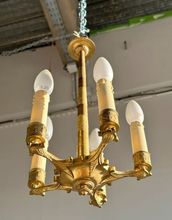Load image into Gallery viewer, Delicate Little Antique French Ormolu Bronze Chandelier Ceiling Empire 19TH