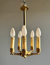 Load image into Gallery viewer, Delicate Little Antique French Ormolu Bronze Chandelier Ceiling Empire 19TH