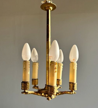 Load image into Gallery viewer, Delicate Little Antique French Ormolu Bronze Chandelier Ceiling Empire 19TH