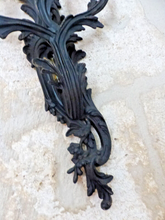 Load image into Gallery viewer, XL Large Antique PAIR French Black Bronze Rococo 1950 Wall Light Sconce Louis XV