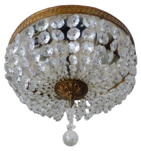 Load image into Gallery viewer, Gorgeous Vintage French Empire Ceiling D: 12" Gilded Brass & Prisms Crystal 50's
