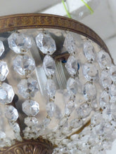 Load image into Gallery viewer, Gorgeous Vintage French Empire Ceiling D: 12" Gilded Brass & Prisms Crystal 50's