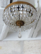 Load image into Gallery viewer, Gorgeous Vintage French Empire Ceiling D: 12" Gilded Brass & Prisms Crystal 50's