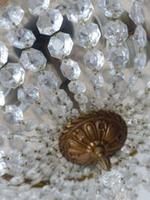 Load image into Gallery viewer, Gorgeous Vintage French Empire Ceiling D: 12" Gilded Brass & Prisms Crystal 50's