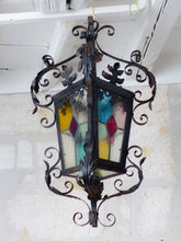 Load image into Gallery viewer, Gorgeous 27&quot; French Lantern Gothic Castle Tole Iron Late 19TH Chandelier Ceiling
