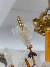 Load image into Gallery viewer, BANCI Gorgeous Mid-Century Painted Iron Bronze Glass Floral Foliage Chandelier