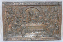 Load image into Gallery viewer, Late 19th C Silverplated Repousse Copper &quot;la Cene&quot; Jesus Religious plaque
