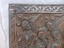 Load image into Gallery viewer, Late 19th C Silverplated Repousse Copper &quot;la Cene&quot; Jesus Religious plaque
