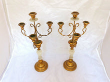 Load image into Gallery viewer, Gorgeous Vintage Pair French Antique Candlestick Brass Marble Candelabra 1900
