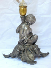 Load image into Gallery viewer, Superb Antique French Oil Lamp Figural Cherub Complete 19TH Silverplated
