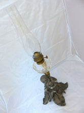 Load image into Gallery viewer, Superb Antique French Oil Lamp Figural Cherub Complete 19TH Silverplated
