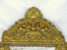 Load image into Gallery viewer, 24&quot; Tall Antique 1860 Large French Beveled Mirror Brass Overlay Wood Repousse
