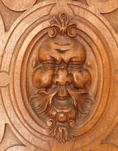 Load image into Gallery viewer, 21" Antique French Carved Walnut Wood Panel Gothic Man Face Bacchus Salvage #2
