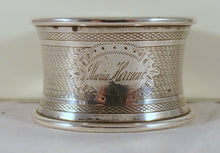 Load image into Gallery viewer, Antique French Sterling Silver Napkin Ring Guilloche Style Cartouche 19th Marie
