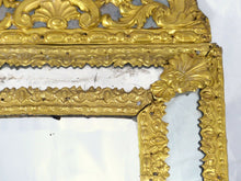 Load image into Gallery viewer, 24&quot; Tall Antique 1860 Large French Beveled Mirror Brass Overlay Wood Repousse
