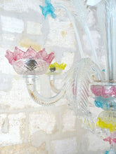 Load image into Gallery viewer, Antique Venitian Murano Chandelier Hand Blown Multicolor 1940 Italian Ceiling
