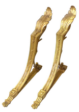 Load image into Gallery viewer, Antique PAIR French Empire Ormolu Bronze Angle Support Curtain Pole Bracket 19TH
