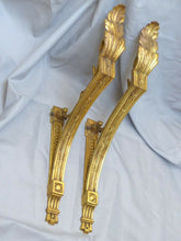 Load image into Gallery viewer, Antique PAIR French Empire Ormolu Bronze Angle Support Curtain Pole Bracket 19TH
