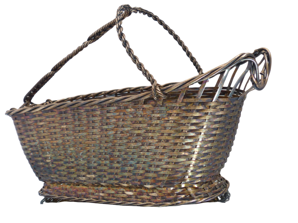 CHRISTOFLE Vintage Bottle Wine Basket Server Silverplated / Panier à vin Tressé