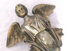 Load image into Gallery viewer, 19TH Gorgeous antique Winged Angel Putti Statue Salvage Silverplated Bronze 9&quot;
