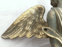 Load image into Gallery viewer, 19TH Gorgeous antique Winged Angel Putti Statue Salvage Silverplated Bronze 9&quot;
