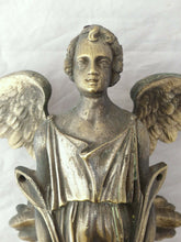 Load image into Gallery viewer, 19TH Gorgeous antique Winged Angel Putti Statue Salvage Silverplated Bronze 9&quot;
