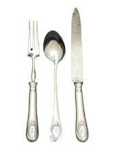 Load image into Gallery viewer, CHRISTOFLE Louis XVI Silverplated  3 pieces Serving &amp; Carving Set Medallion 19TH
