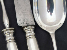 Load image into Gallery viewer, CHRISTOFLE Louis XVI Silverplated  3 pieces Serving &amp; Carving Set Medallion 19TH
