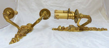 Load image into Gallery viewer, 13&quot; Vintage PAIR French LOUIS XVI Wall Light Sconce 2 Lights Gilded Bronze 1970
