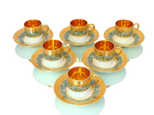 Load image into Gallery viewer, Set 6x Moka Demitasse Cup Empire Gilded Palmettes by LEGLE Limoges Porcelain
