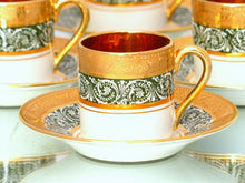 Load image into Gallery viewer, Set 6x Moka Demitasse Cup Empire Gilded Palmettes by LEGLE Limoges Porcelain
