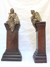 Load image into Gallery viewer, 19TH Gorgeous PAIR antique Winged Angel Putti Statue Church Altar Salvage Bronze
