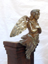 Load image into Gallery viewer, 19TH Gorgeous PAIR antique Winged Angel Putti Statue Church Altar Salvage Bronze
